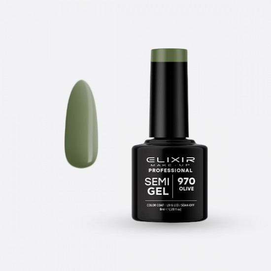 Elixir Semi Gel Ημιμόνιμο Βερνίκι 970 (Olive) 8ml