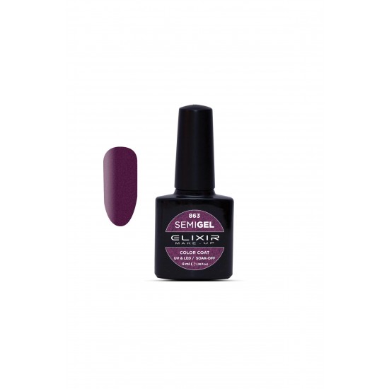 Elixir Semi Gel Ημιμόνιμο Βερνίκι 863 (Metallic Imperial Purple) 8ml