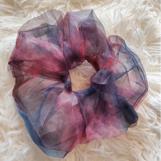 Scrunchie Large Οργάντζα Tie Dye Ροζ Μοβ 